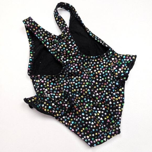 Vintage Breaking Waves Swim Suit Baby Girls Size 12m Black One Piece Metallic - Picture 2 of 5